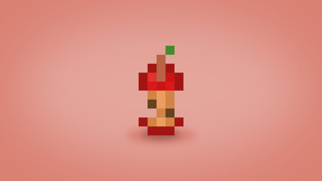 Pixel 8 bit red apple core background - high res 4k wallpaper