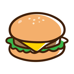 チーズバーガーのかわいい手書き風イラスト