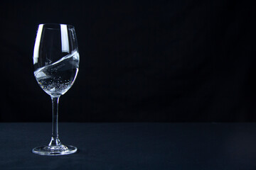 A glass of mineral water on the table