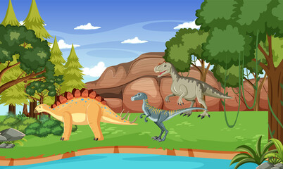 Dinosaur in prehistoric forest scene © blueringmedia