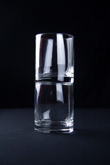 Whiskey glass on a black background. Alcohol glassware
