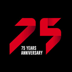 75 years old celebrating modern logo. Red happy anniversary template numbers. vector design for celebration, invitation card, and greeting card