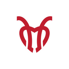 ant with love or heart logo design