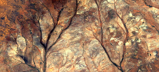 abstract landscape of the deserts of Africa from the air emulating the shapes and colors of the forests in Autumn,  Genre: Abstract Naturalism, from the abstract to the figurative