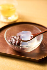 寒天とあんことお茶