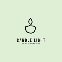 line art Candle Light Flame logo in circle vector emblem Design Illustration - obrazy, fototapety, plakaty