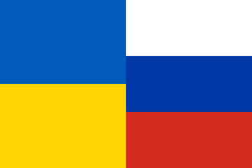 Banderas de Ucrania y Rusia