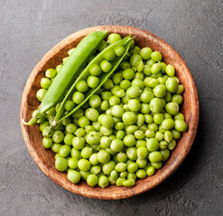Plate with green peas