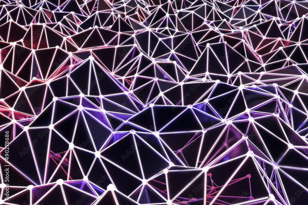 Aufkleber Abstract triangular mosaic backdrop. Texture and design concept. 3D Rendering.