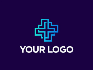 Modern professional icon cross in pharmacy industry