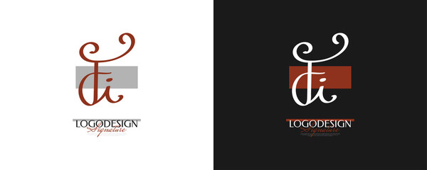 Initial F and I Logo Design with Elegant and Minimalist Handwriting Style. FI Signature Logo or Symbol for Wedding, Fashion, Jewelry, Boutique, and Business Identity