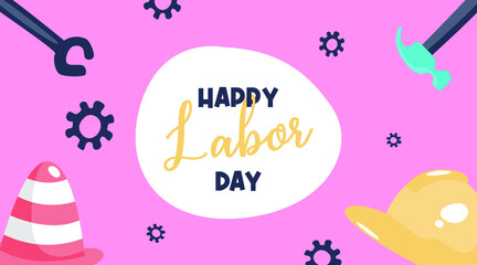 Happy Labor Day Illustration Vector with Cute Icon