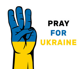 Pray for Ukraine. Poster. Isolated on a white background. Vector illustration