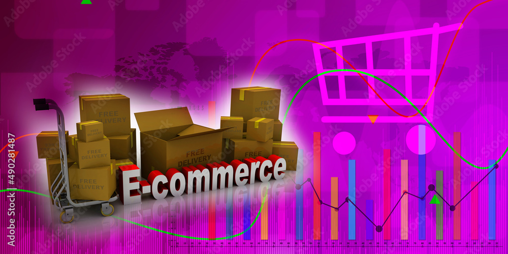 Poster 3d rendering e-commerce