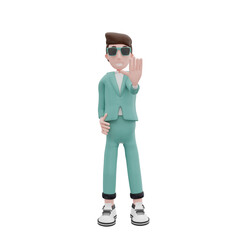 3d rendering businessman is stopping pose
