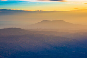 Beautiful forest and sky,Mountain valley during sunrise. Beutiful natural landsscape in the summer time.