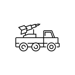 War military transport outline vector icon. Thin line black military transport icon, flat vector simple element illustration from editable army concept isolated on white background