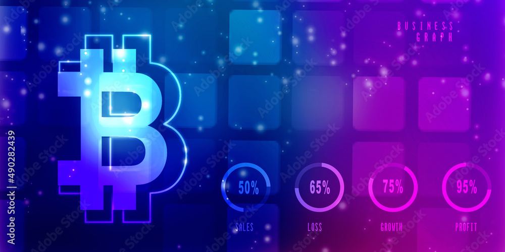 Poster 2d rendering bitcoin sign currency