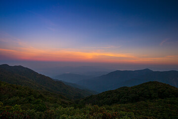Top view of the evening of Khao Luang National Park, Nakhon Si Thammarat, Thailand 