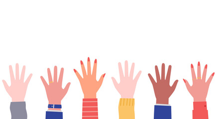 挙手する人々のベクターイラスト(協力,団結,賛成,助ける,交流,合意,大勢,人,人間,仲間,会議,手をあげる)