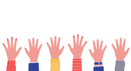 挙手する人々のベクターイラスト(協力,団結,賛成,助ける,交流,合意,大勢,人,人間,仲間,会議,手をあげる)