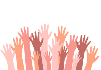 挙手する人々のベクターイラスト(協力,団結,賛成,助ける,交流,合意,大勢,人,人間,仲間,会議,手をあげる)