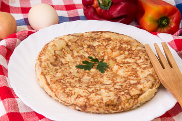 Spanish omelette with eggs and potatoes