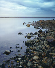 Reservoir shore with pebbles