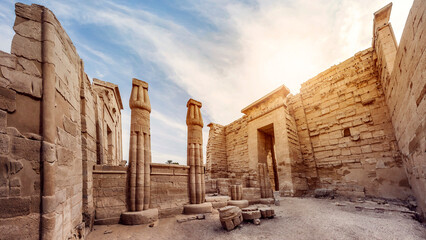 Temple of Medinet Habu. Egypt, Luxor. The Mortuary Temple of Ramesses III at Medinet Habu is an important New Kingdom period structure in the West Bank of Luxor in Egypt