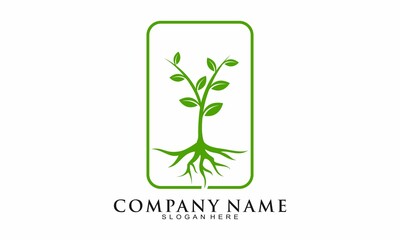 Simple plant with root vector logo