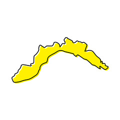 Simple outline map of Liguria is a region of Italy - obrazy, fototapety, plakaty