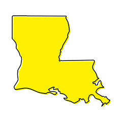 Obraz premium Simple outline map of Louisiana is a state of United States. Stylized line design