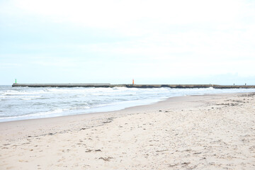 Fototapeta na wymiar Seaside view with baltic sea near shoreline.