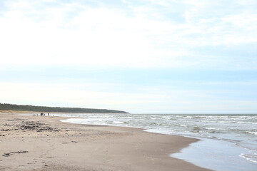 Fototapeta na wymiar Baltic sea shore view with waves.