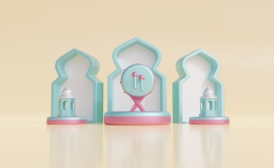 Ramadan Kareem and idul fitri image. Ramadan Kareem 3d illustration with copy space.Traditional religious symbol © rizalvector