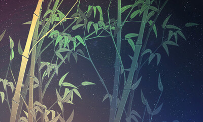 bamboo vector illustration wallpapers dark night sky with stars