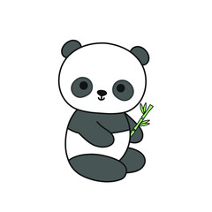Cute panda bear sitting with bamboo, vector bear illustration