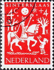 Netherlands - circa 1961: a postage stamp from the Netherlands , showing the festival throughout the year: Feasts - Saint Nicholas