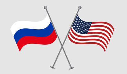 USA and Russia cross flag vector illustration