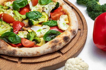 vegetable pizza. pizza without meat. vegetarian pizza isolated on white background