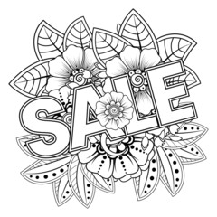 Sale banner or card template with mehndi flower