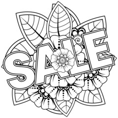 Sale banner or card template with mehndi flower