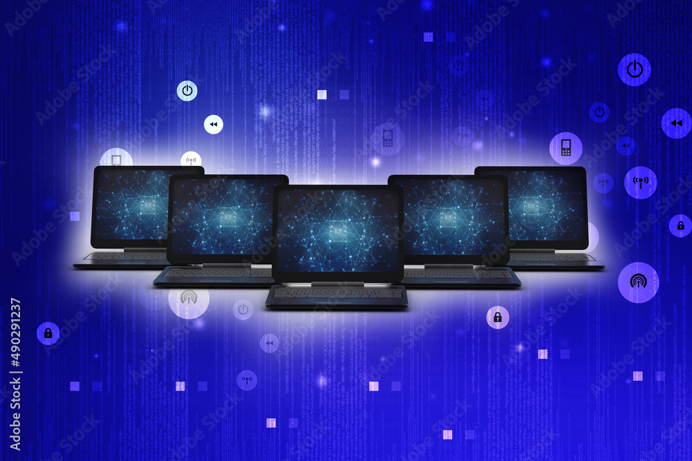 Poster 3d rendering technology computer network