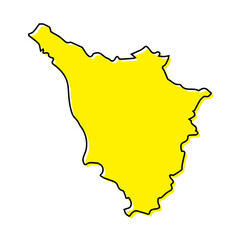 Simple outline map of Tuscany is a region of Italy