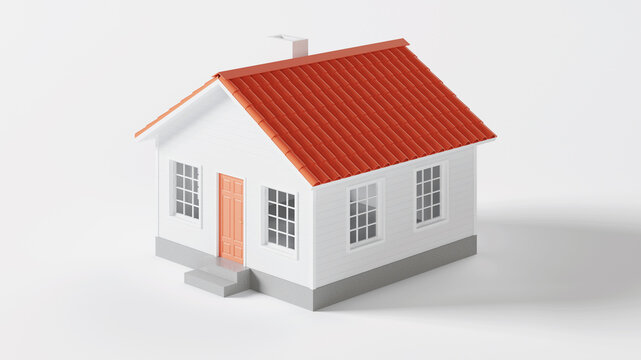 House on a white background. 3D rendering.