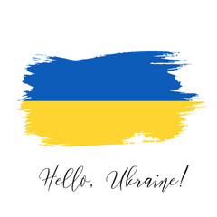 Ukraine vector watercolor national country flag icon. Hand drawn illustration, dry brush stains, strokes, spots isolated on white background. Painted grunge style texture for posters, banner design.