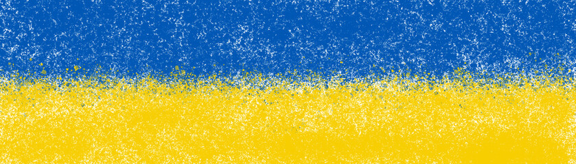 long banner ukrainian flag. graffiti background flag of ukraine