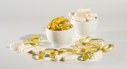 Food supplement oil filled fish oil, omega 3, omega 6, omega 9, vitamin A, vitamin D, vitamin E,...