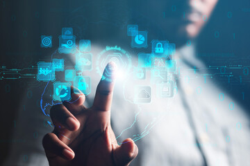 Obraz premium Concepts of cybersecurity, data protection, access to private information on the Internet online 