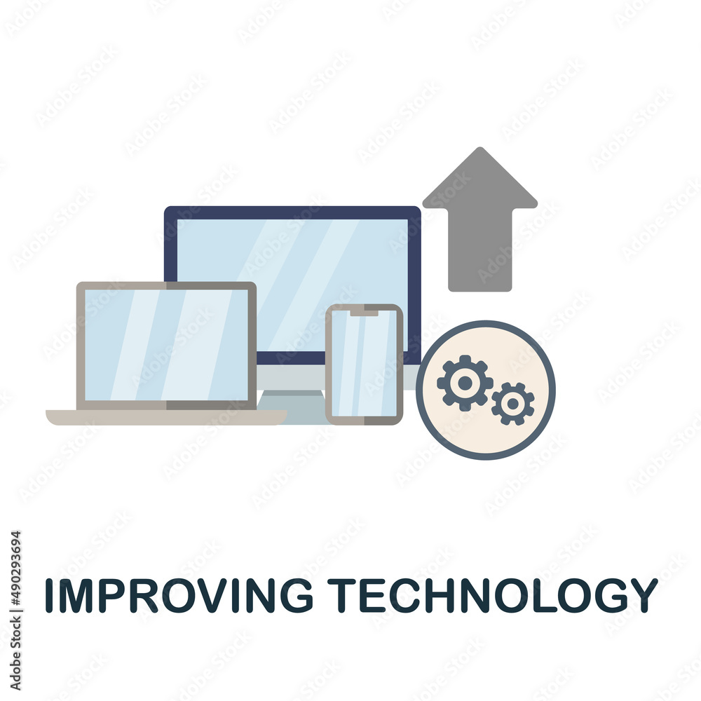 Poster improving technology flat icon. colored element sign from market integration collection. flat improv